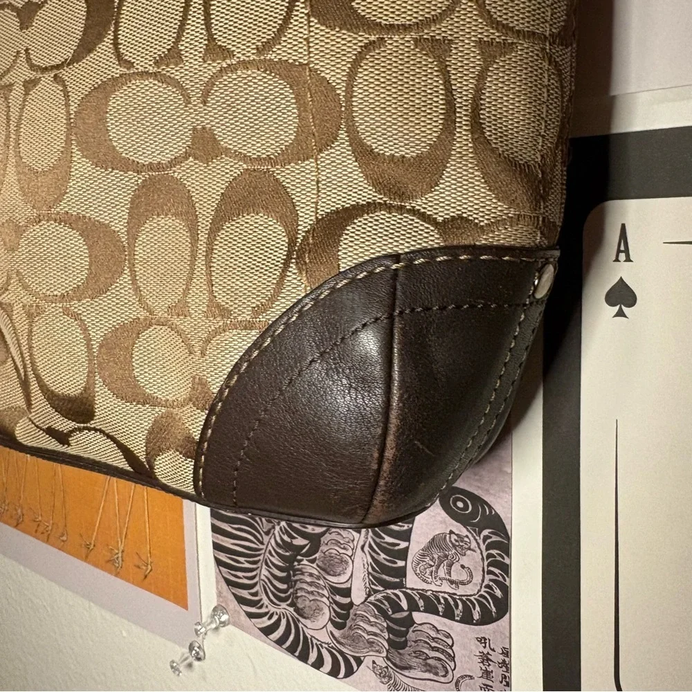 Coach Signature Jacquard Crossbody in Brown & Chocolate Leather